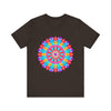 Vibrant and colorful mandala t-shirt featuring psychedelic art design