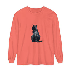 Black Cat Watercolor Long Sleeve T-Shirt featuring a beautiful watercolor design of a black cat on a comfortable long sleeve shirt