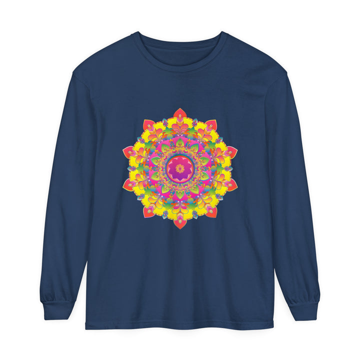 Colorful and intricate mandala design long sleeve t-shirt for women