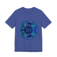 Dark blue and green mandala t-shirt featuring spiritual art and intricate design