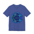 Dark blue and green mandala t-shirt featuring spiritual art and intricate design