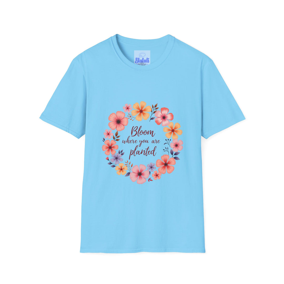 Beautiful and intricate floral mandala design with inspirational quote on white t-shirt