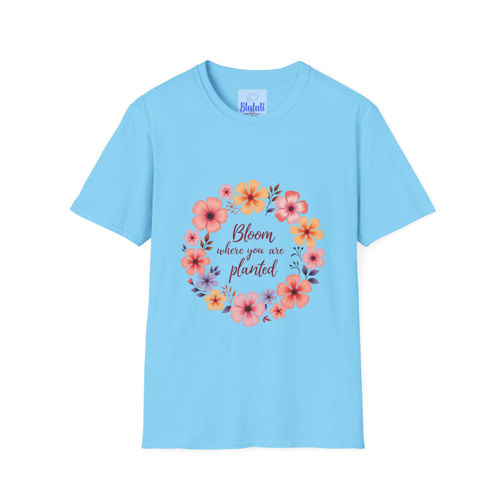 Beautiful and intricate floral mandala design with inspirational quote on white t-shirt