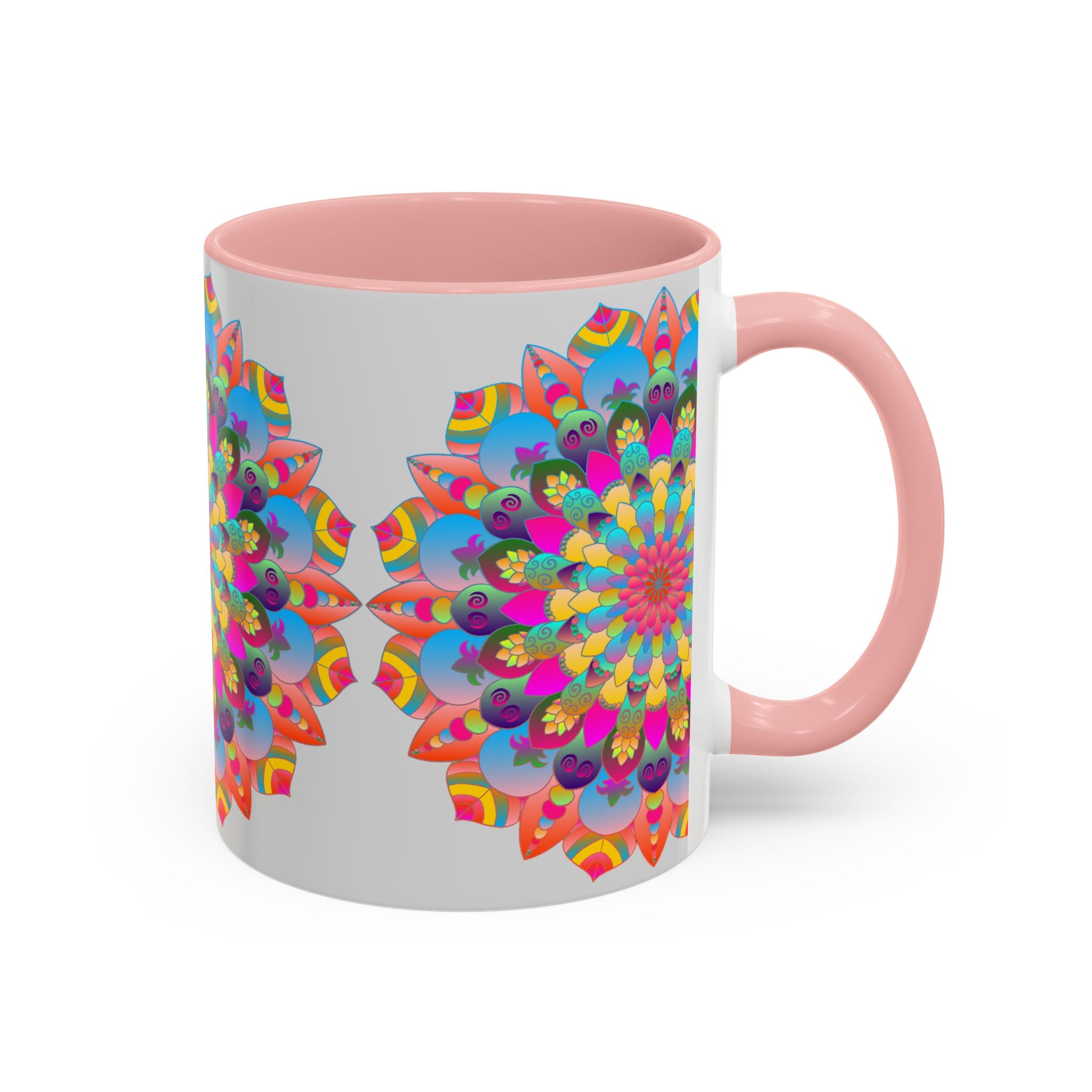 Beautiful and vibrant mandala art mug with a colorful circular design