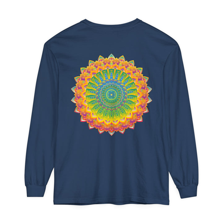 Unisex long sleeve t-shirt featuring a colorful and intricate mandala design