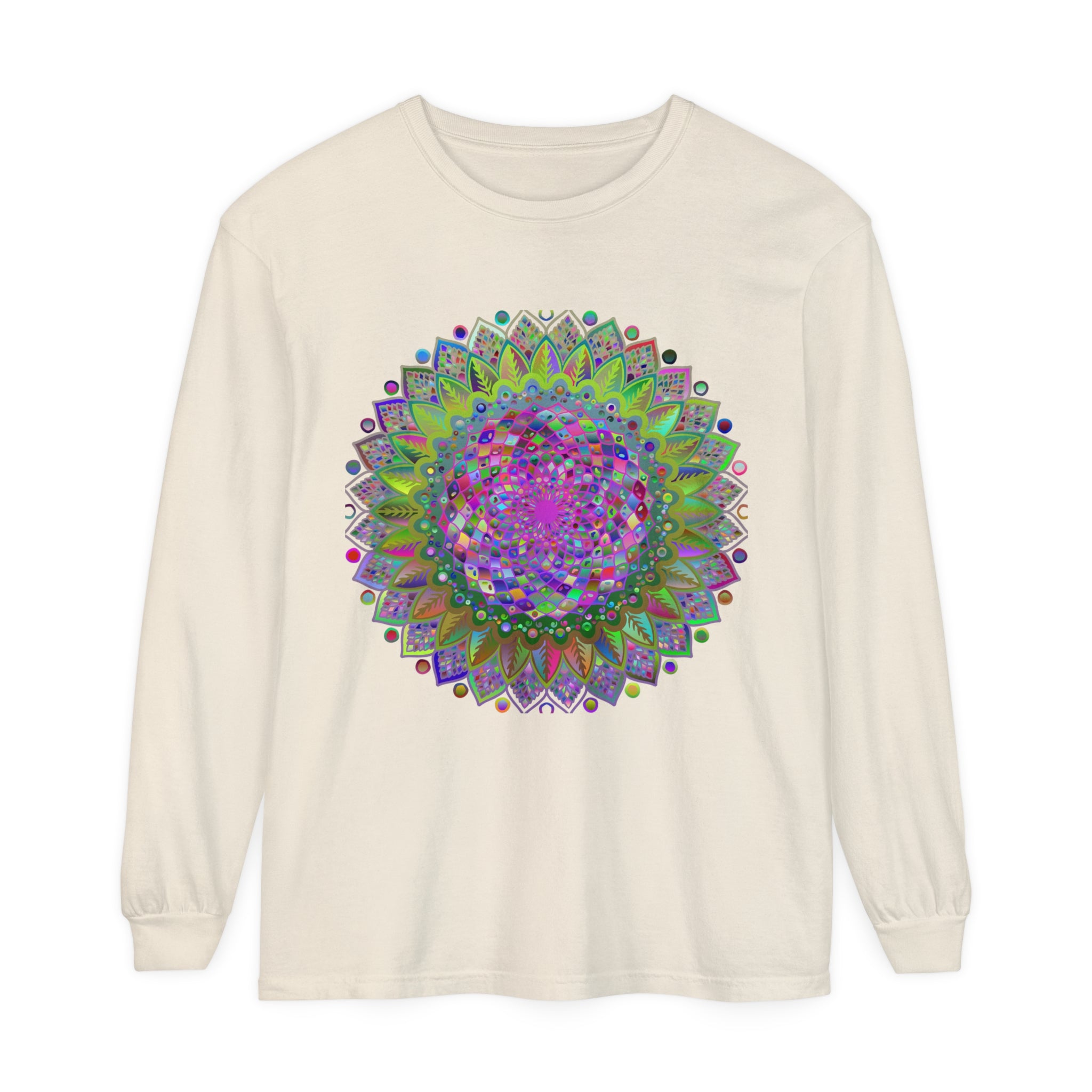Colorful and intricate mandala pattern long sleeve shirt for everyone