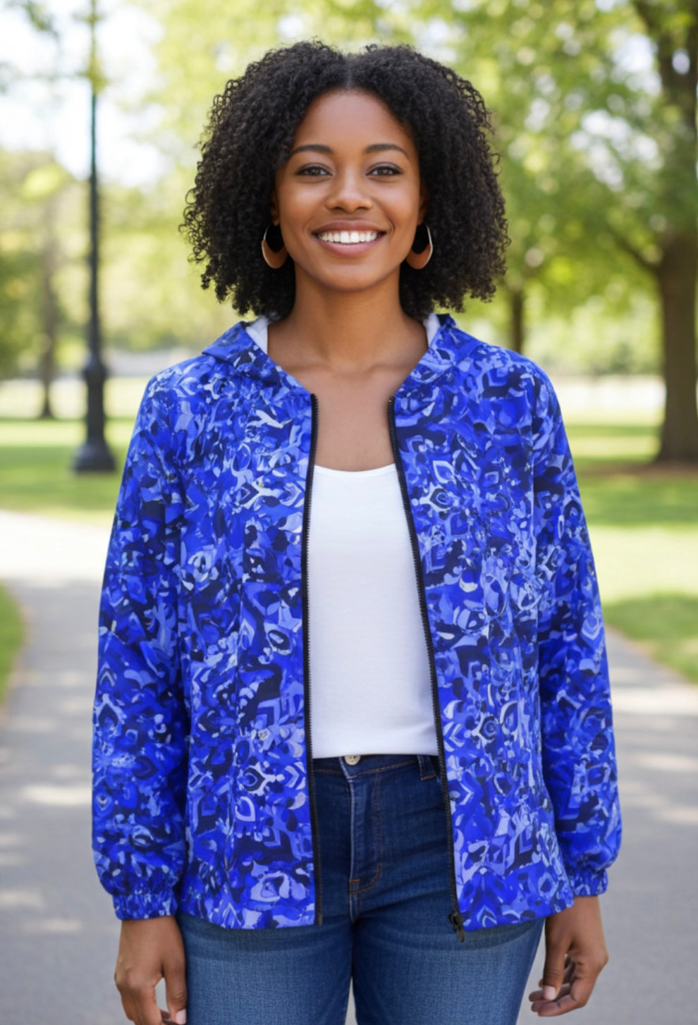 Giacca antivento Blue Mandala – Capospalla leggero da donna