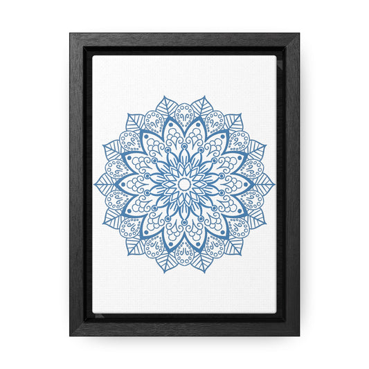 Mandala Handmade Art with Steel Blue Design on Gallery Canvas Wraps