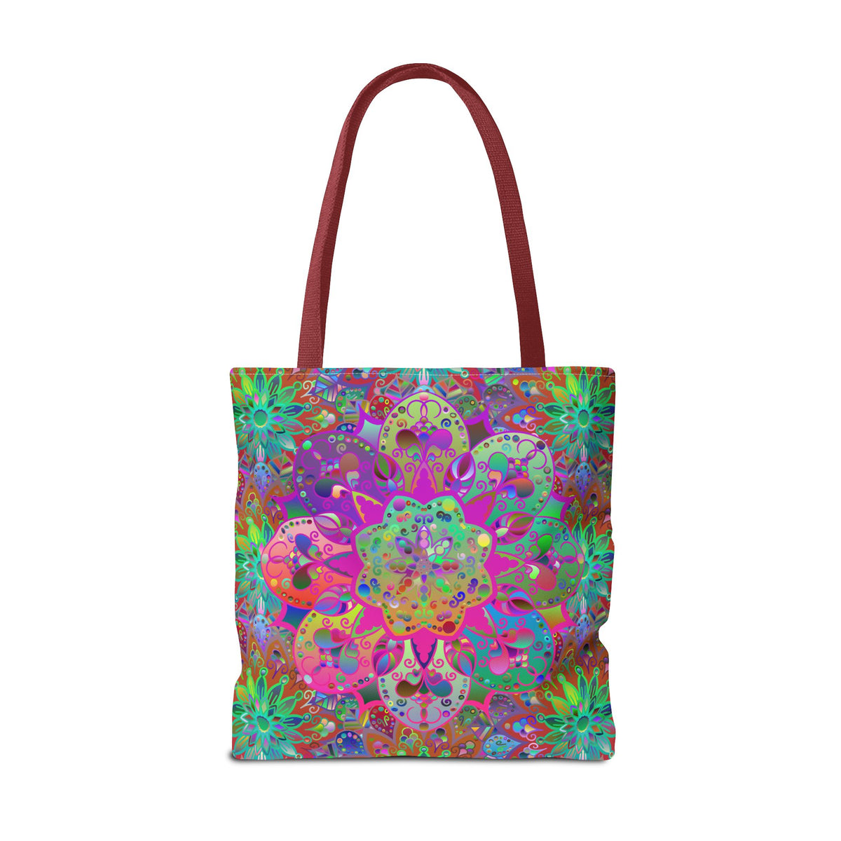 Psychedelic Mandala Tote Bag — Colorful Boho All-Over Print Tote