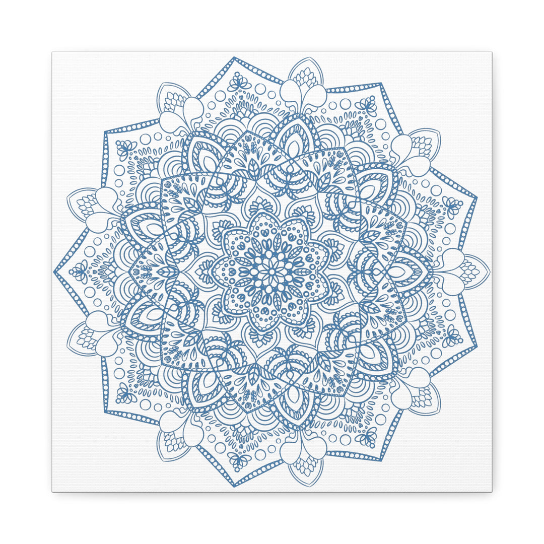 Beautiful handmade steel blue mandala design wall art on matte canvas