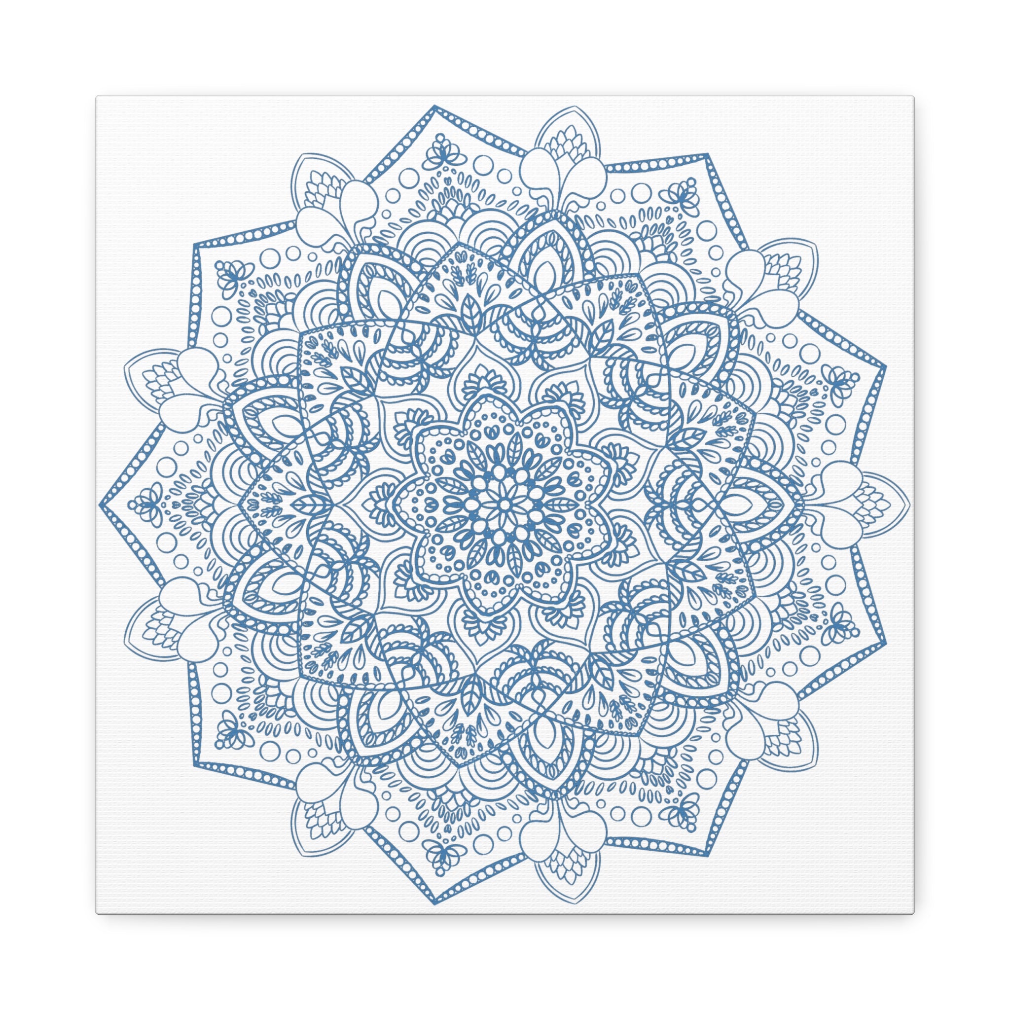 Beautiful handmade steel blue mandala design wall art on matte canvas