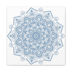Beautiful handmade steel blue mandala design wall art on matte canvas