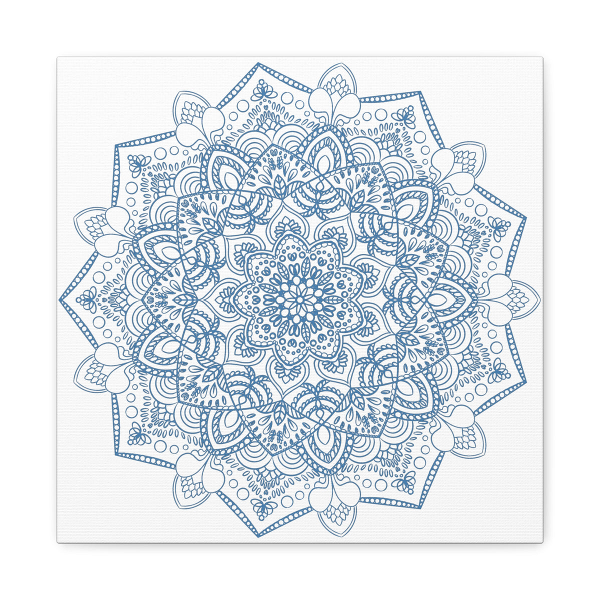 Beautiful handmade steel blue mandala design wall art on matte canvas
