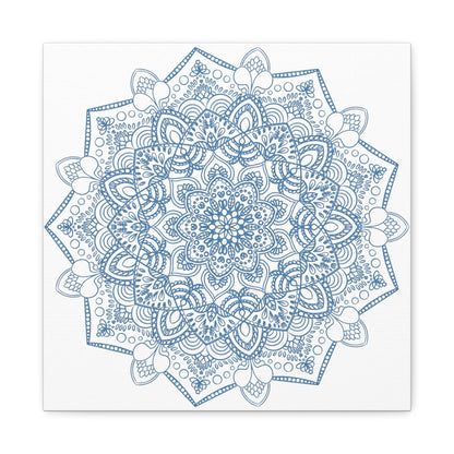 Beautiful handmade steel blue mandala design wall art on matte canvas