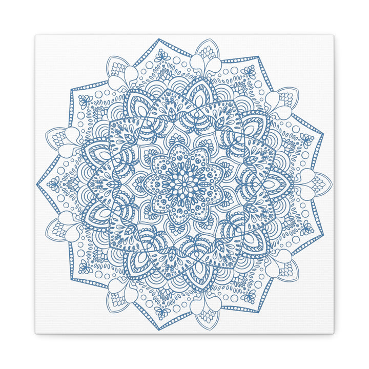 Beautiful handmade steel blue mandala design wall art on matte canvas