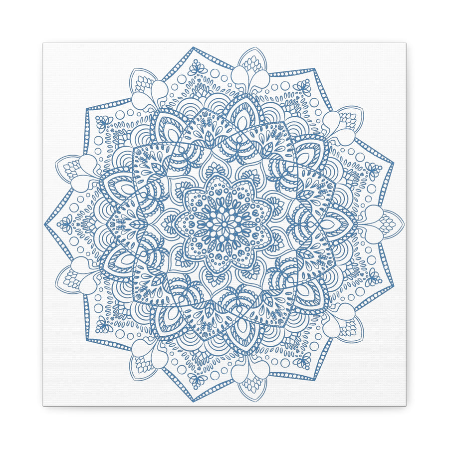 Beautiful handmade steel blue mandala design wall art on matte canvas
