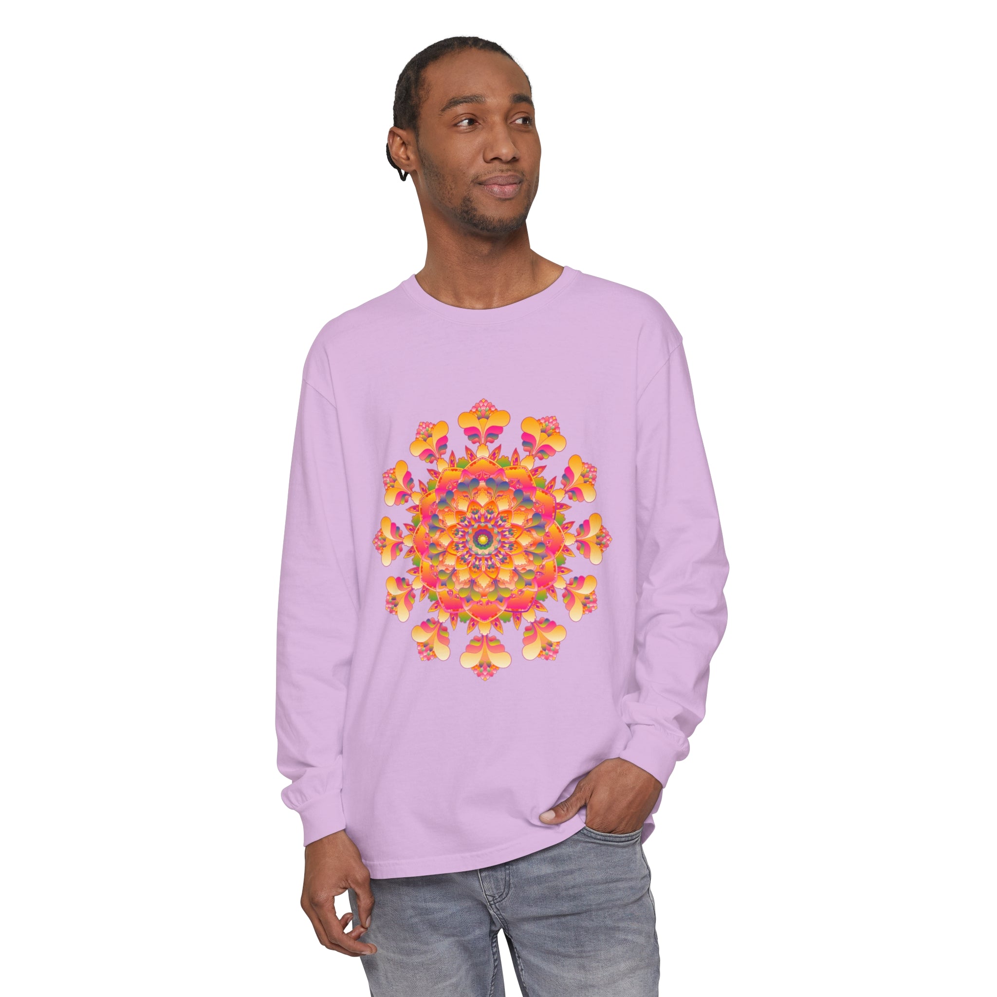 Colorful and intricate mandala design long sleeve t-shirt for men and women