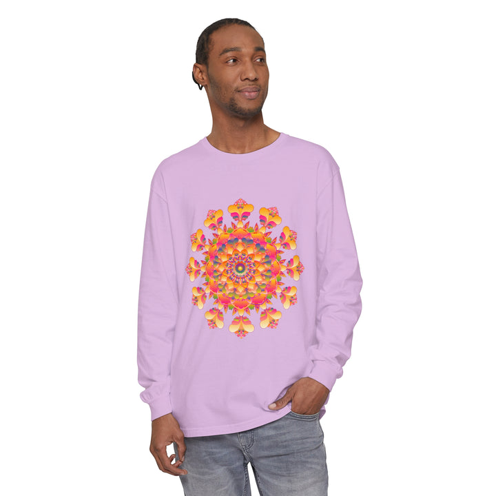 Colorful and intricate mandala design long sleeve t-shirt for men and women