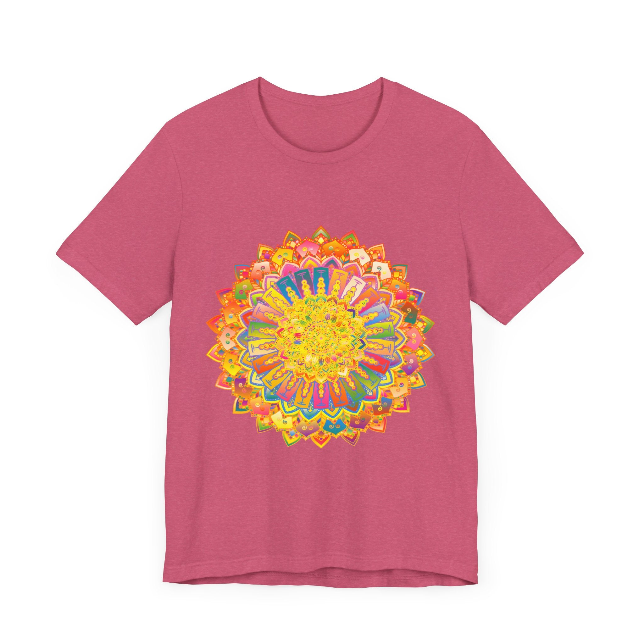 A close-up image of the Intricate Mandala Tee, featuring a colorful and peaceful design with intricate patterns and vibrant hues, perfect for adding a touch of serenity to any outfit