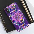 Hand drawn purple Mandala Art phone case designed for iPhone X/XS