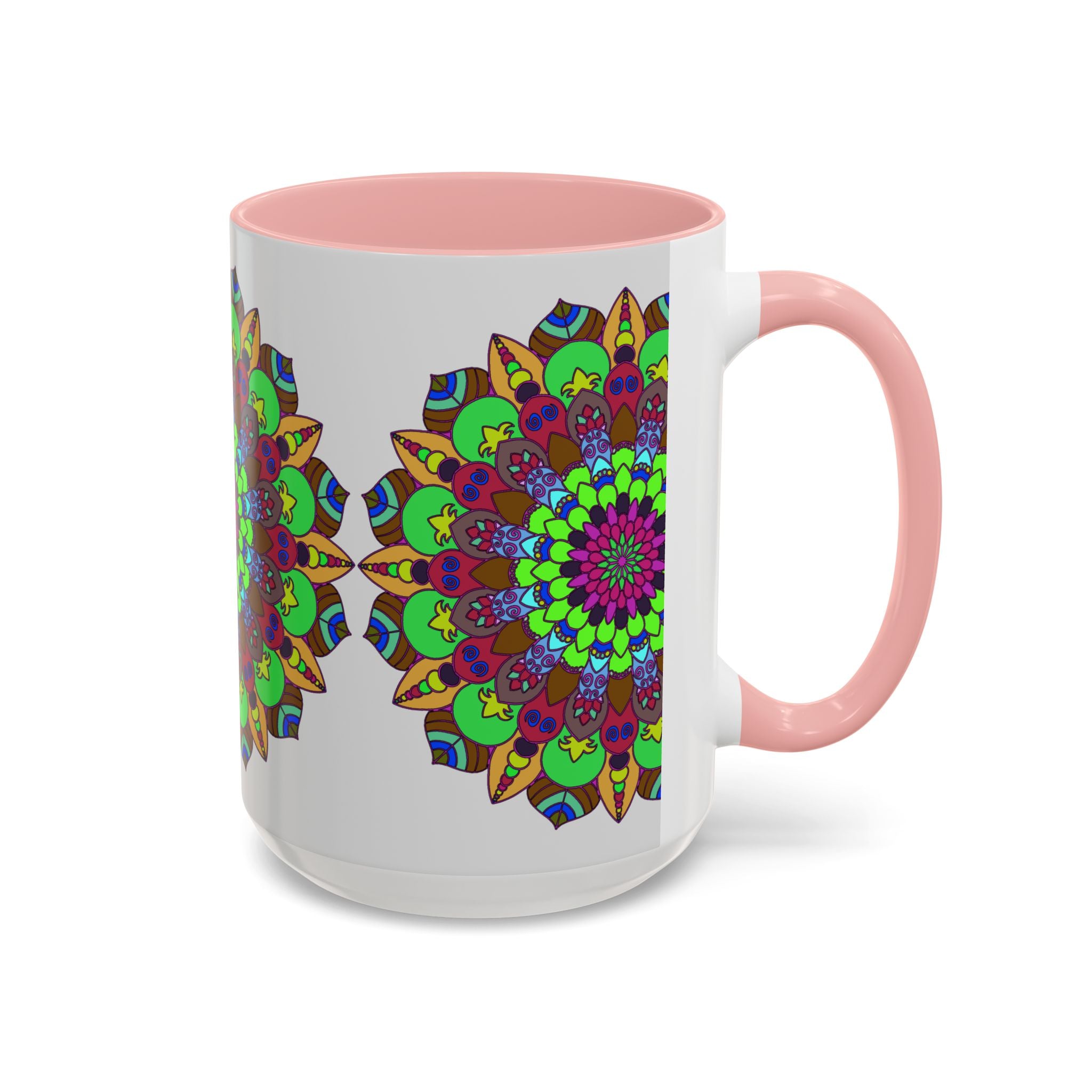 Stunning and colorful mandala art mug with a vibrant floral pattern