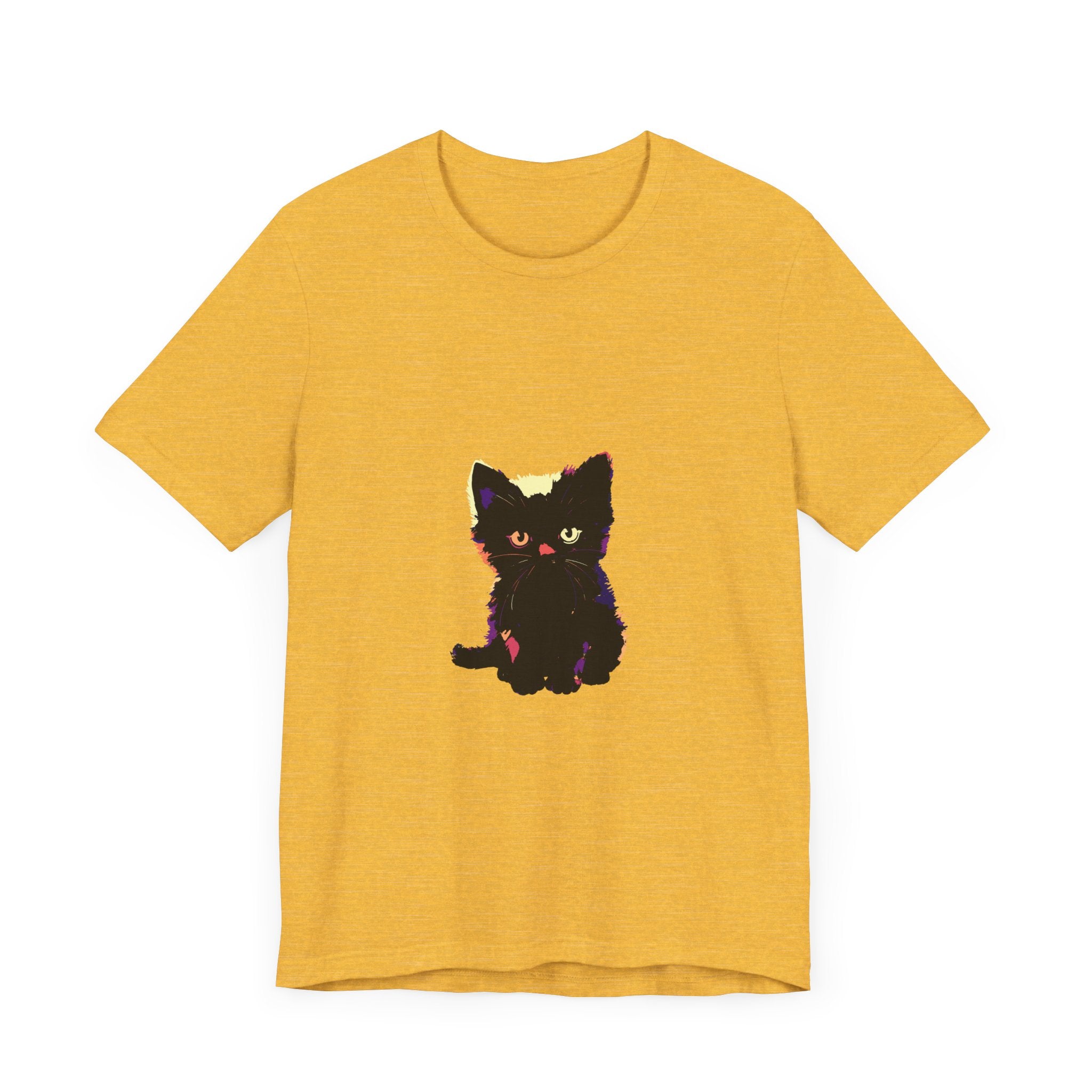 Adorable black cat graphic tee with a cute feline design