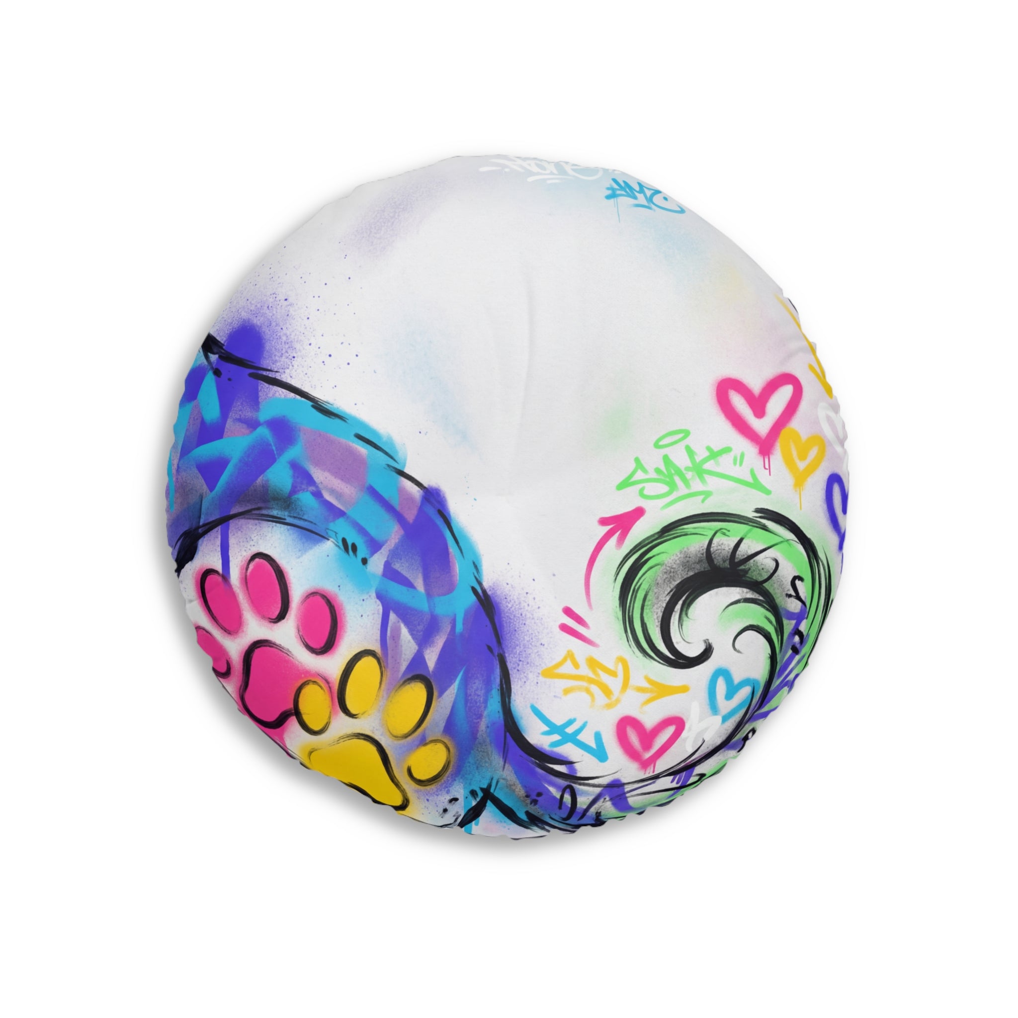 Playful Graffiti Cat Floor Pillow