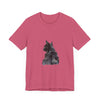 A stunning watercolor illustration of a mysterious black cat tee