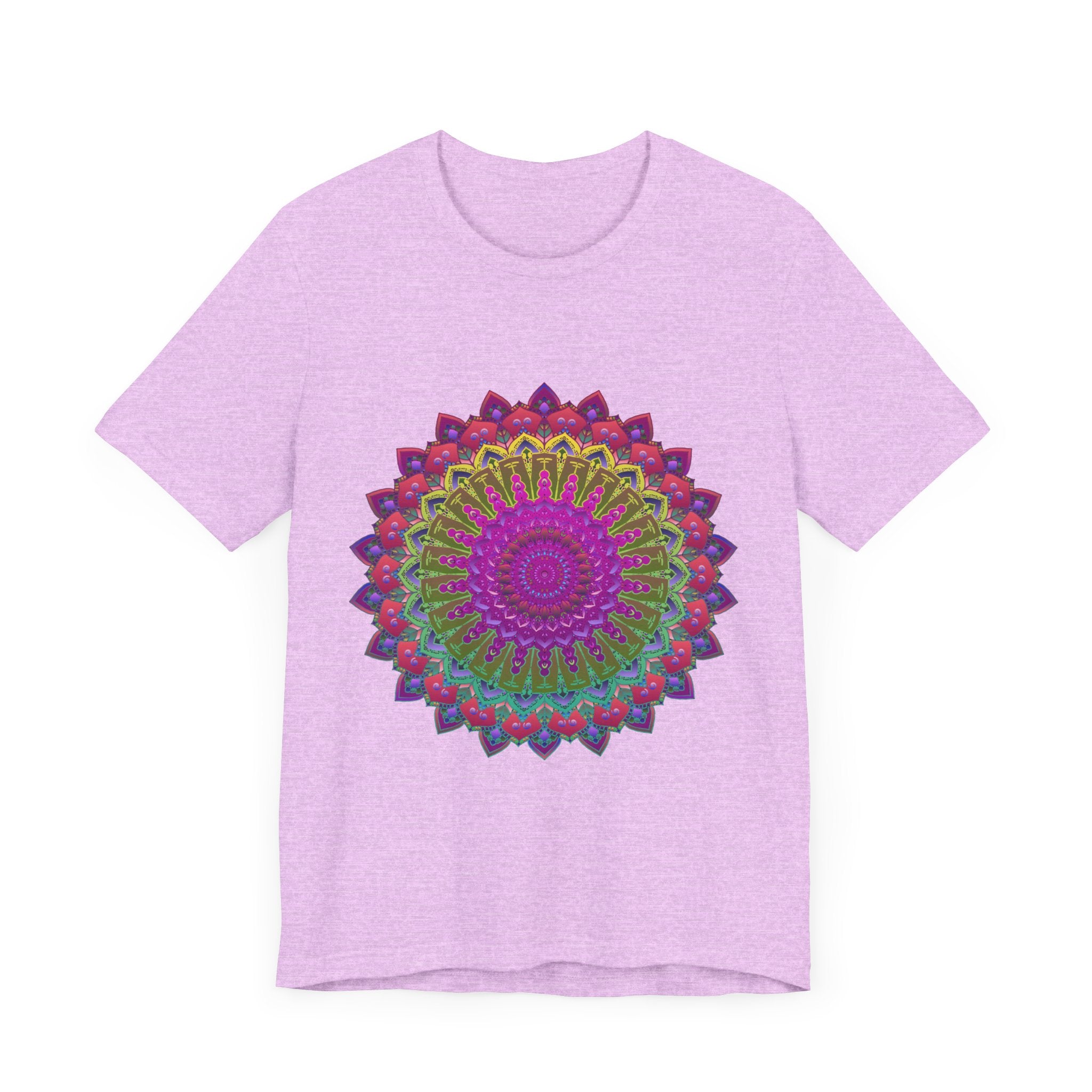 Vibrant Mandala Tee - Colorful Spiritual Art, featuring intricate mandala design in bold, vibrant colors on a soft, comfortable t-shirt