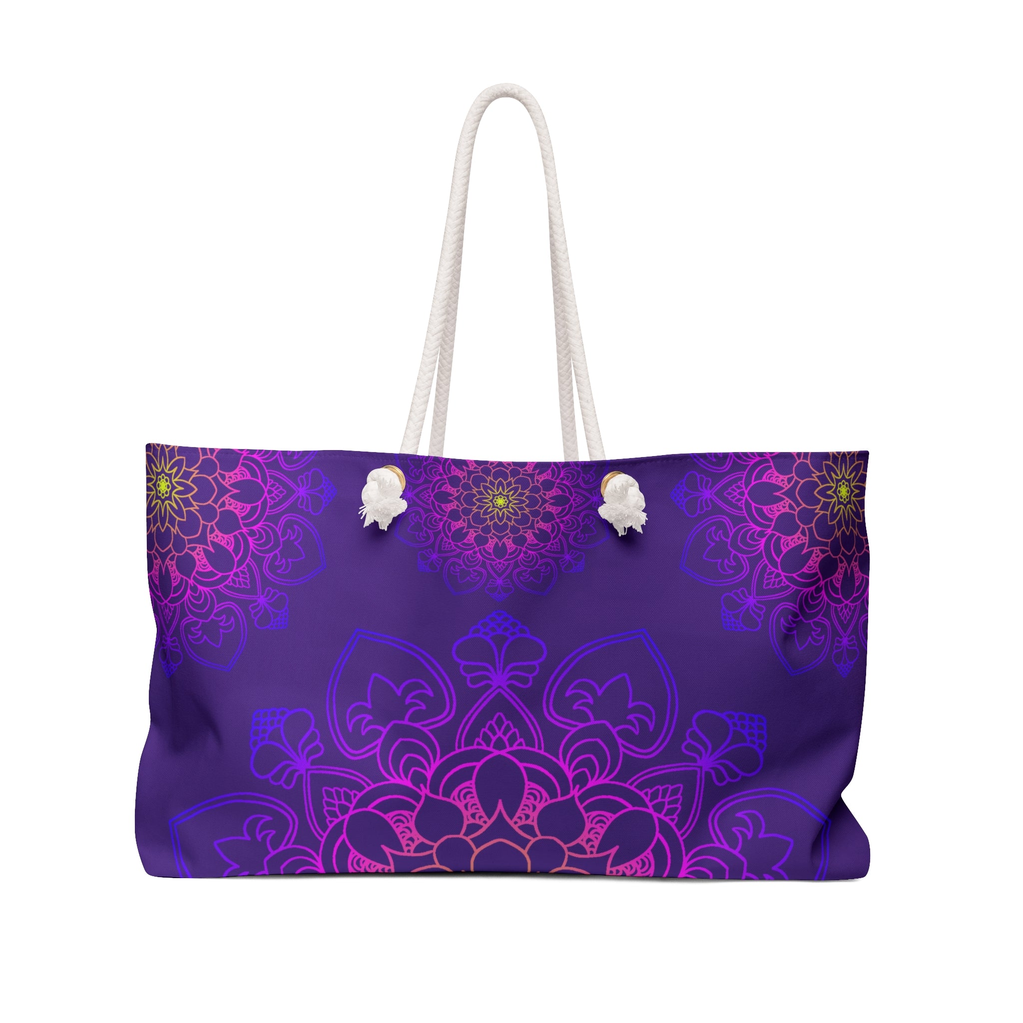 Purple Weekender Bag - Mandala Boho Chic Travel Tote