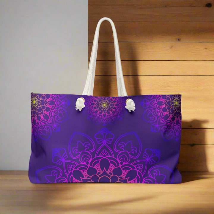 Purple Mandala Travel Tote - Stylish Weekender Bag for Adventures