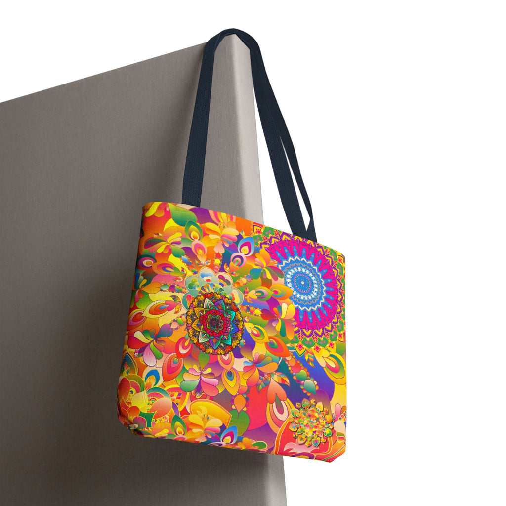 Psychedelic Floral Mandala Tote Bag