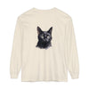 Black Cat Watercolor design on a comfortable unisex long sleeve t-shirt