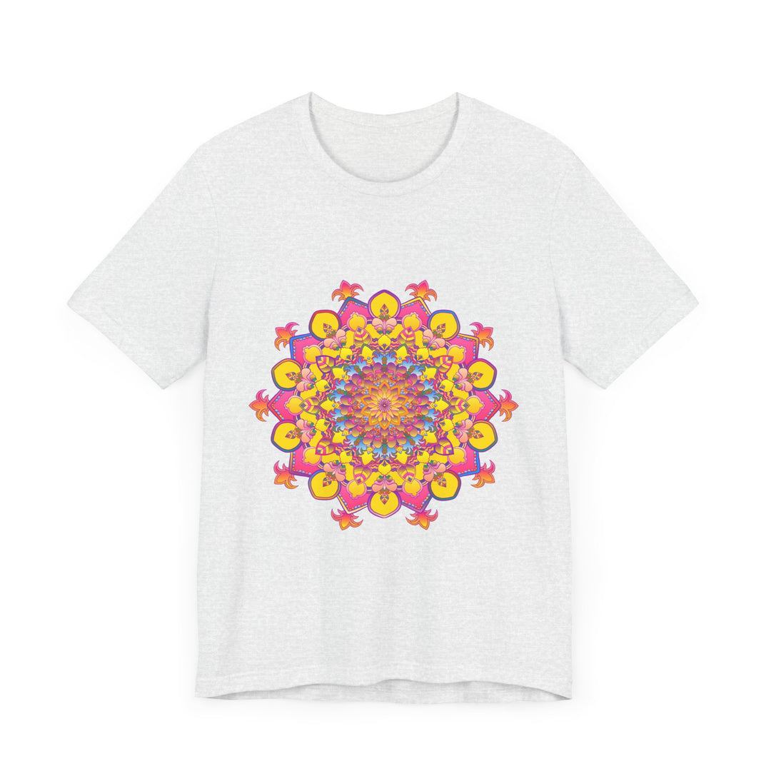 Vibrant floral mandala tee with intricate designs and bright colors