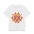 Vibrant floral mandala tee with intricate designs and bright colors