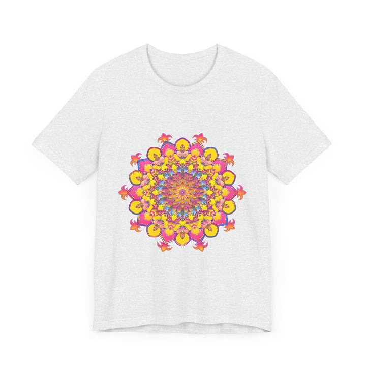 Vibrant floral mandala tee with intricate designs and bright colors