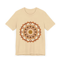 Beautiful brown and orange intricate mandala tee shirt with detailed design