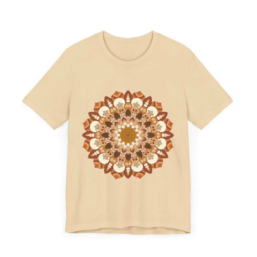 Beautiful brown and orange intricate mandala tee shirt with detailed design