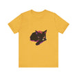 Black Cat Mystery - Colorful Sleep T-Shirt: A vibrant, comfortable t-shirt featuring a mysterious black cat design, perfect for a cozy night's sleep