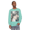 White Cat Tropical Mandala Long Sleeve T-Shirt featuring a colorful, intricate design