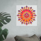 Vibrant Floral Mandala Fine Art Poster — Boho Wall Decor for Living Room & Meditation