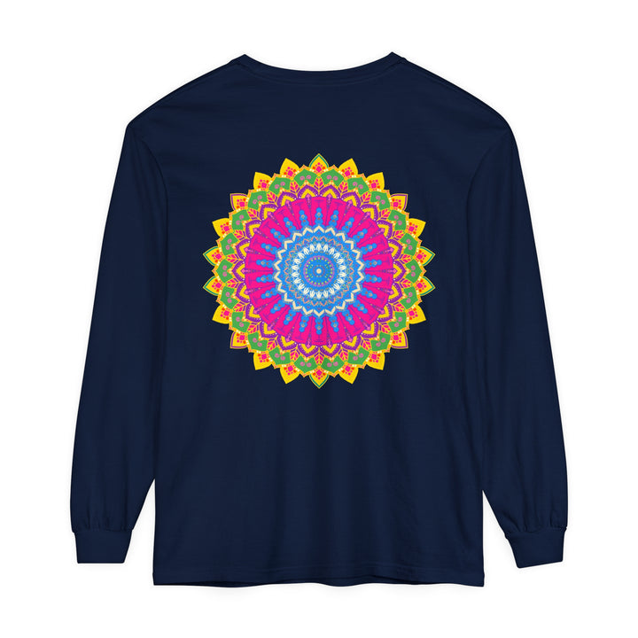 A colorful and intricate mandala design long sleeve shirt for all genders