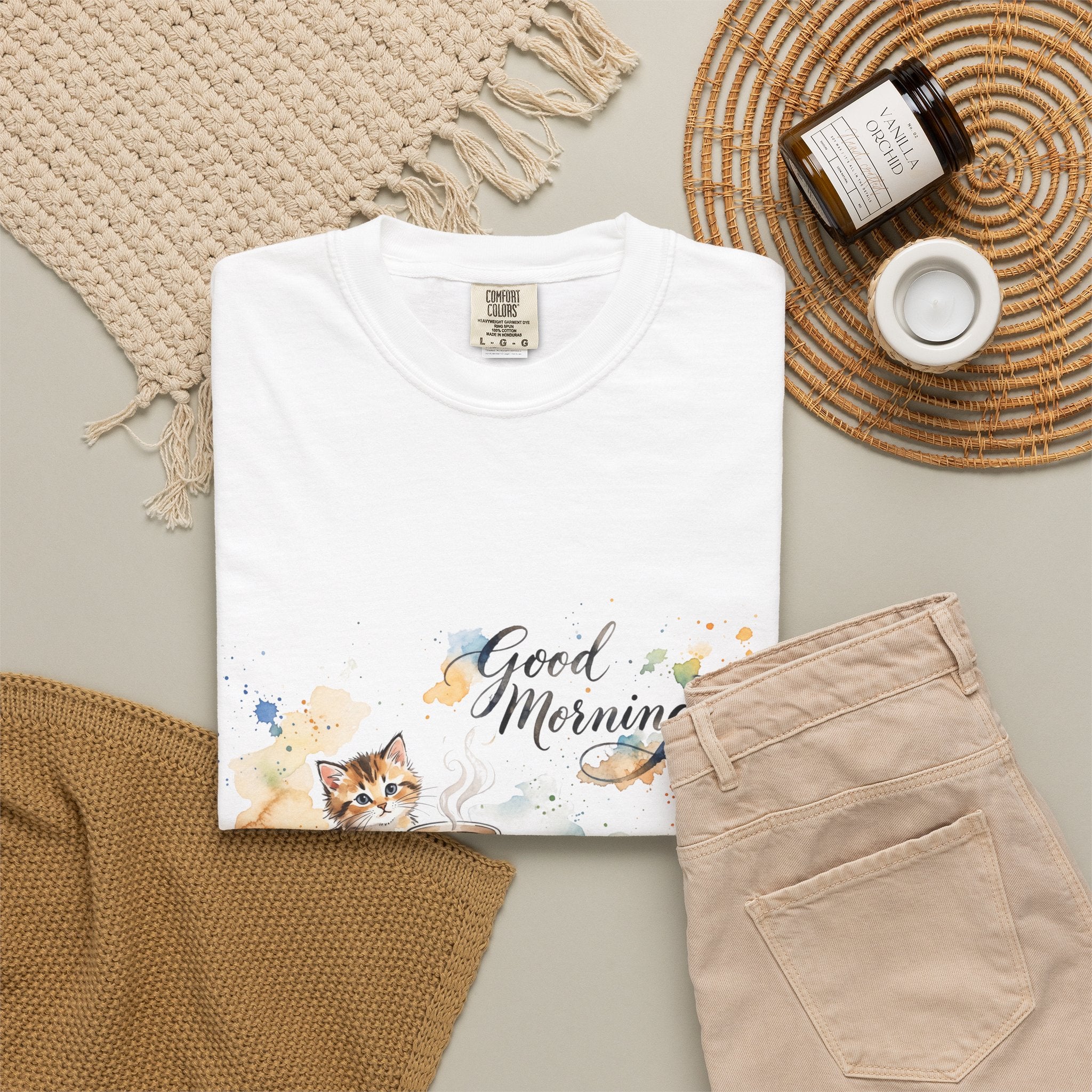 Good Morning Cat T-Shirt | Ultra-Soft Cotton Graphic Tee