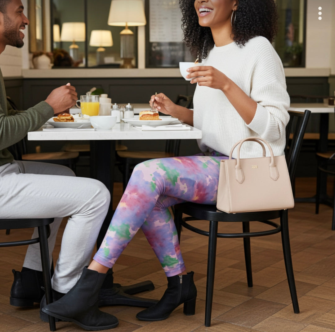 Watercolor Flower Yoga Leggings – Artistic Activewear for Gym & Pilates