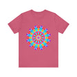 Vibrant and intricate mandala design t-shirt, featuring psychedelic art in a variety of colors