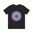 Vibrant and intricate purple mandala design on comfortable t-shirt