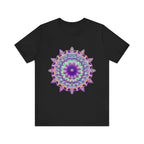Vibrant and intricate purple mandala design on comfortable t-shirt