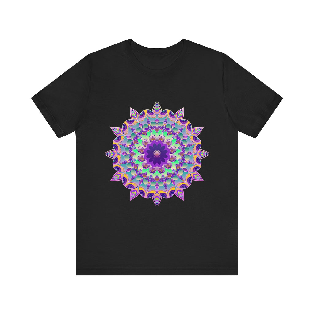 Vibrant and intricate purple mandala design on comfortable t-shirt