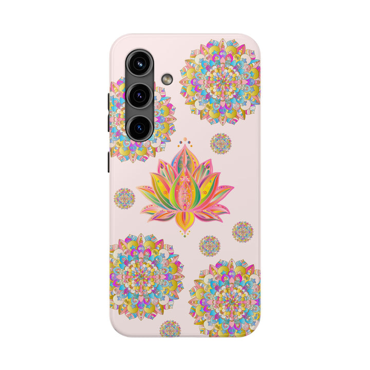 Beautiful light pink lotus flower mandala design phone case for sale