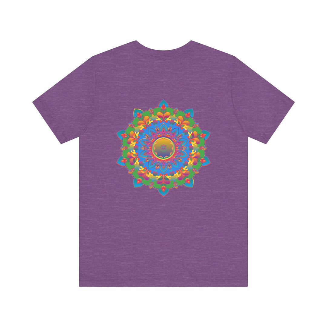 A colorful and intricate mandala design on a tee symbolizing spiritual peace and harmony